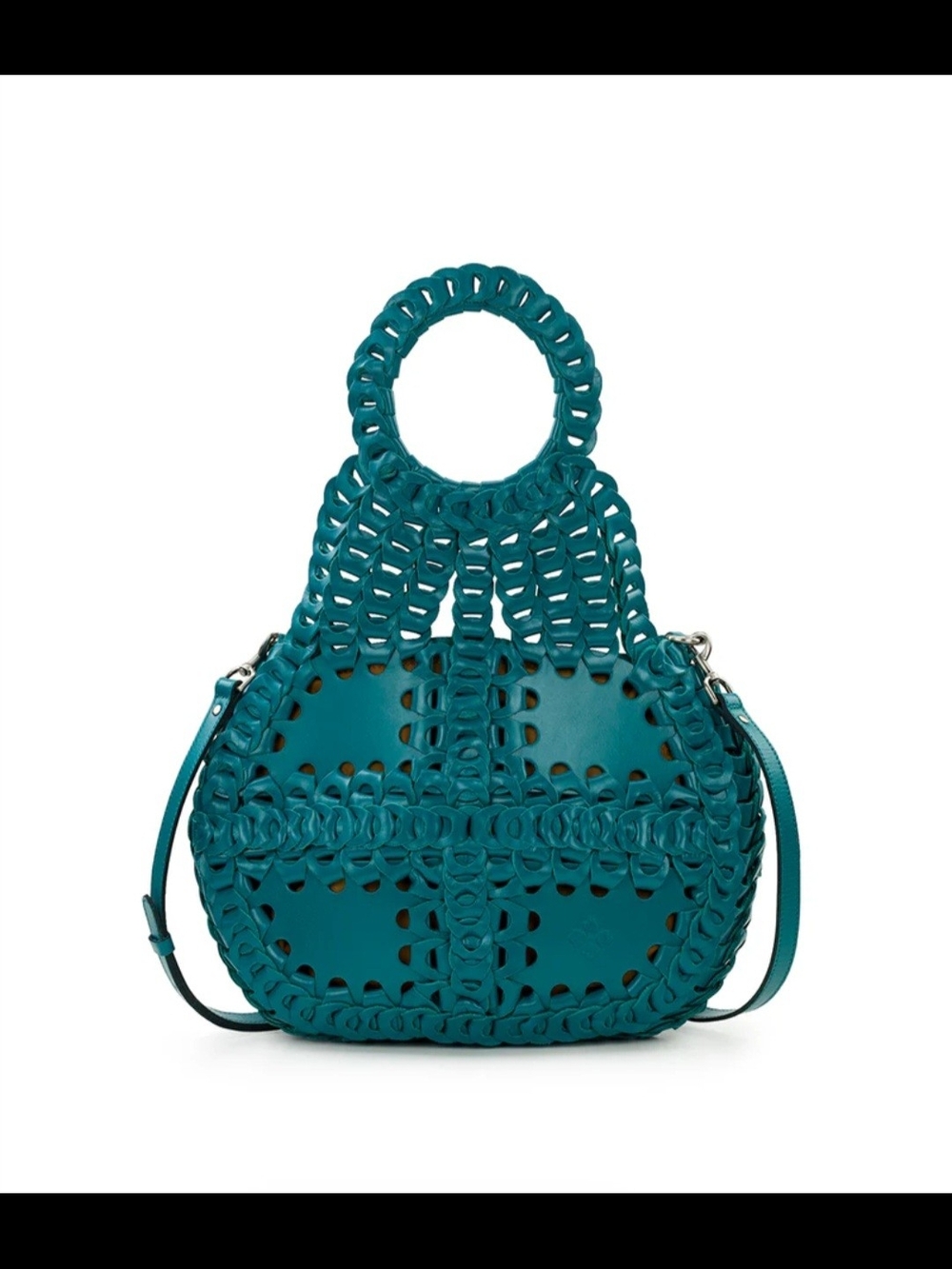 NWT Patricia Nash PISTICCI Chainlink Teal Italian Leather Crossbody Handbag